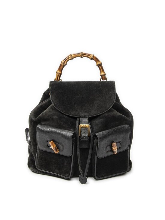 Gucci Large Bamboo Backpack Black Suede Leather main image 6